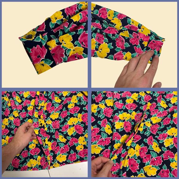 1980s floral blouse by Prophecy, size 10 pink/blue/yellow USA-made long sleeve - Picture 2 of 6